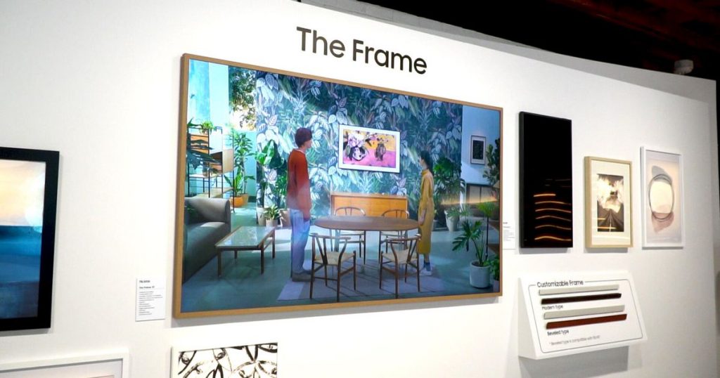 Samsung The Frame has a slim design to mimic a wall painting