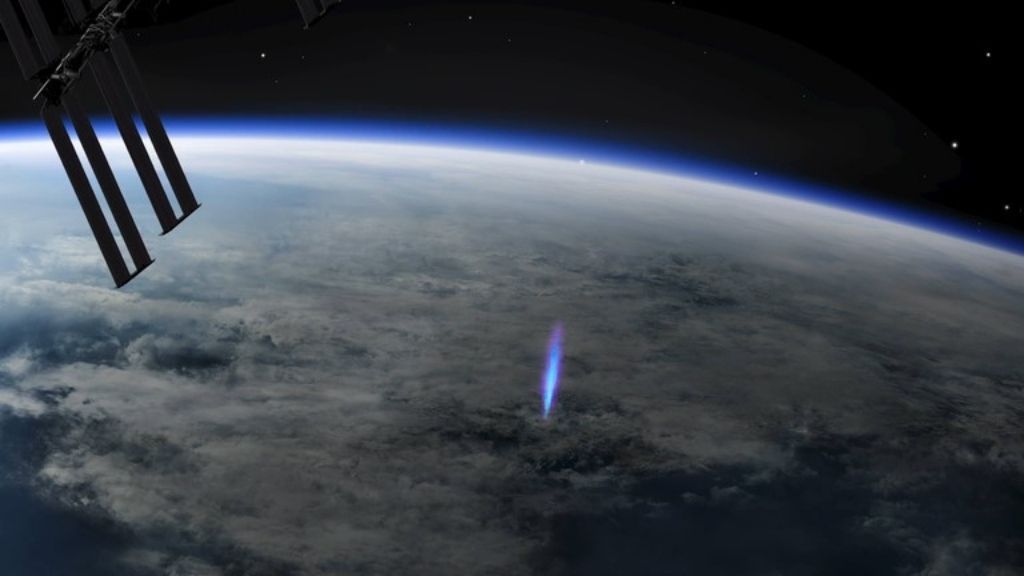 'Blue Jet' lightning has been spotted ascending from the International Space Station